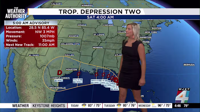 Keeping an eye on Tropical Depression Two in the Gulf amid another classic midsummer day in Jacksonville