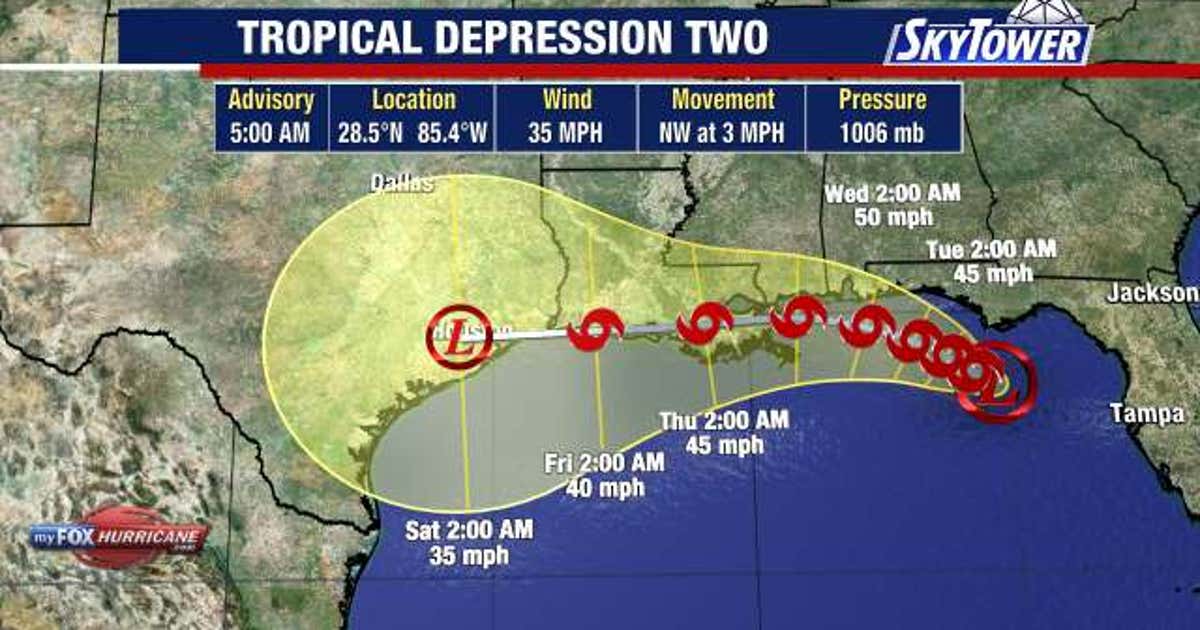 Tropical Depression Two expected to become tropical storm Monday