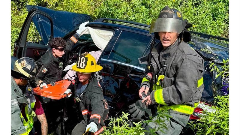 The St. Lucie County Fire District said its crews responded to a single-vehicle rollover near the intersection of Glades Cut Off Road and Selvitz Road on July 20. When firefighter-paramedics arrived, they found the vehicle resting in a ditch with one occupant trapped inside.  (SLCFD)