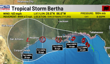 Tropical Storm Bertha named in northern Gulf