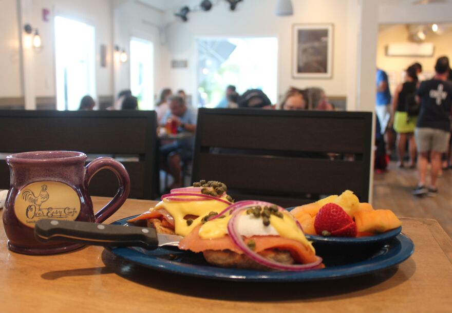 Over Easy Cafe is a popular Sanibel Island breakfast-lunch restaurant that serves up tasty treats such as Nova Smoked Salmon Benedict.