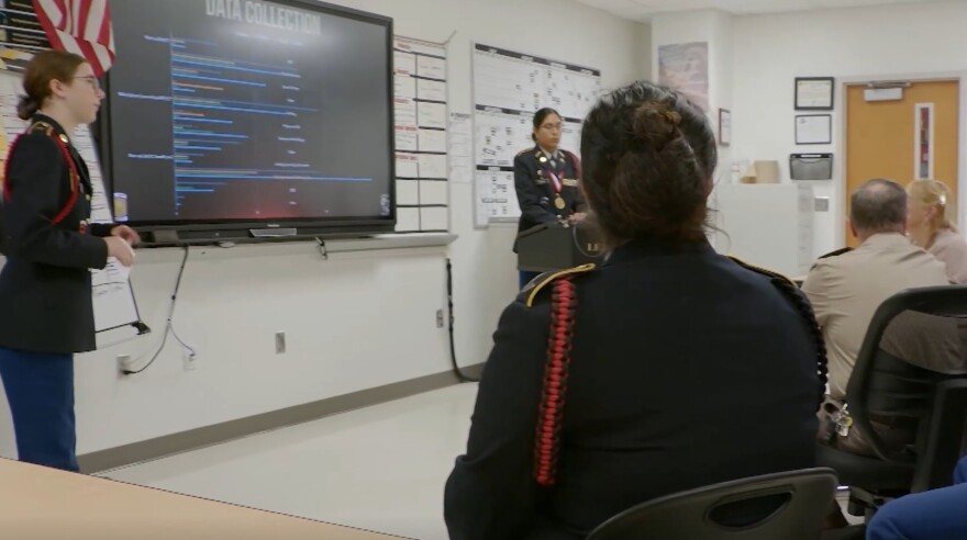 JROTC cadets learn to speak in public and other confidence-enhancing skills.