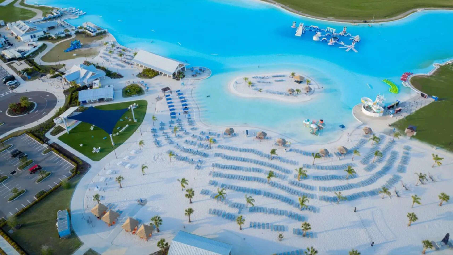 Amenities of the lagoon (Mirada is pictured) include a swim-up bar, kayaking, paddleboarding, a water obstacle course and more than 300 annual events at the company's Social Hub as reasons the amenity has become a year-round draw rather than a seasonal one. -