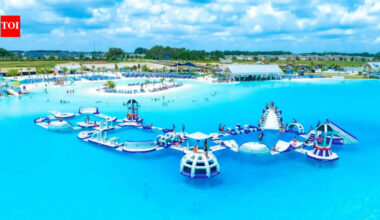 A Florida community near Tampa has America’s largest man-made lagoon, a 15-acre turquoise pool with a swim-up bar, kayaks, paddleboards and a floating obstacle course