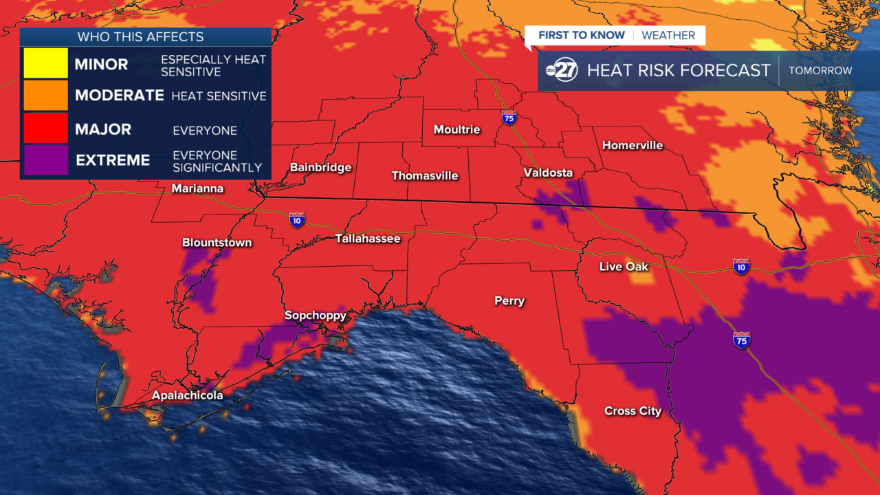 Heat Risk for Monday