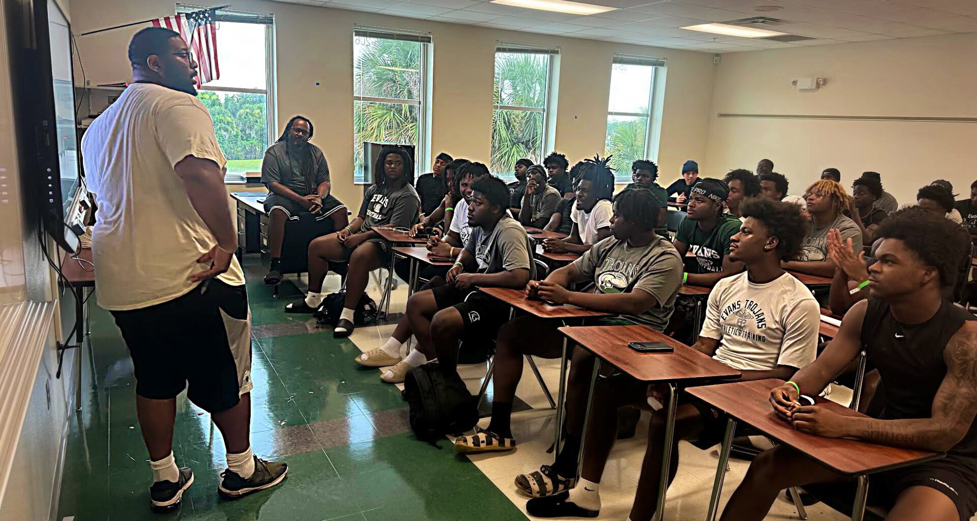 Evans opens football practice with high hopes, many transfers