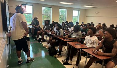 Evans opens football practice with high hopes, many transfers