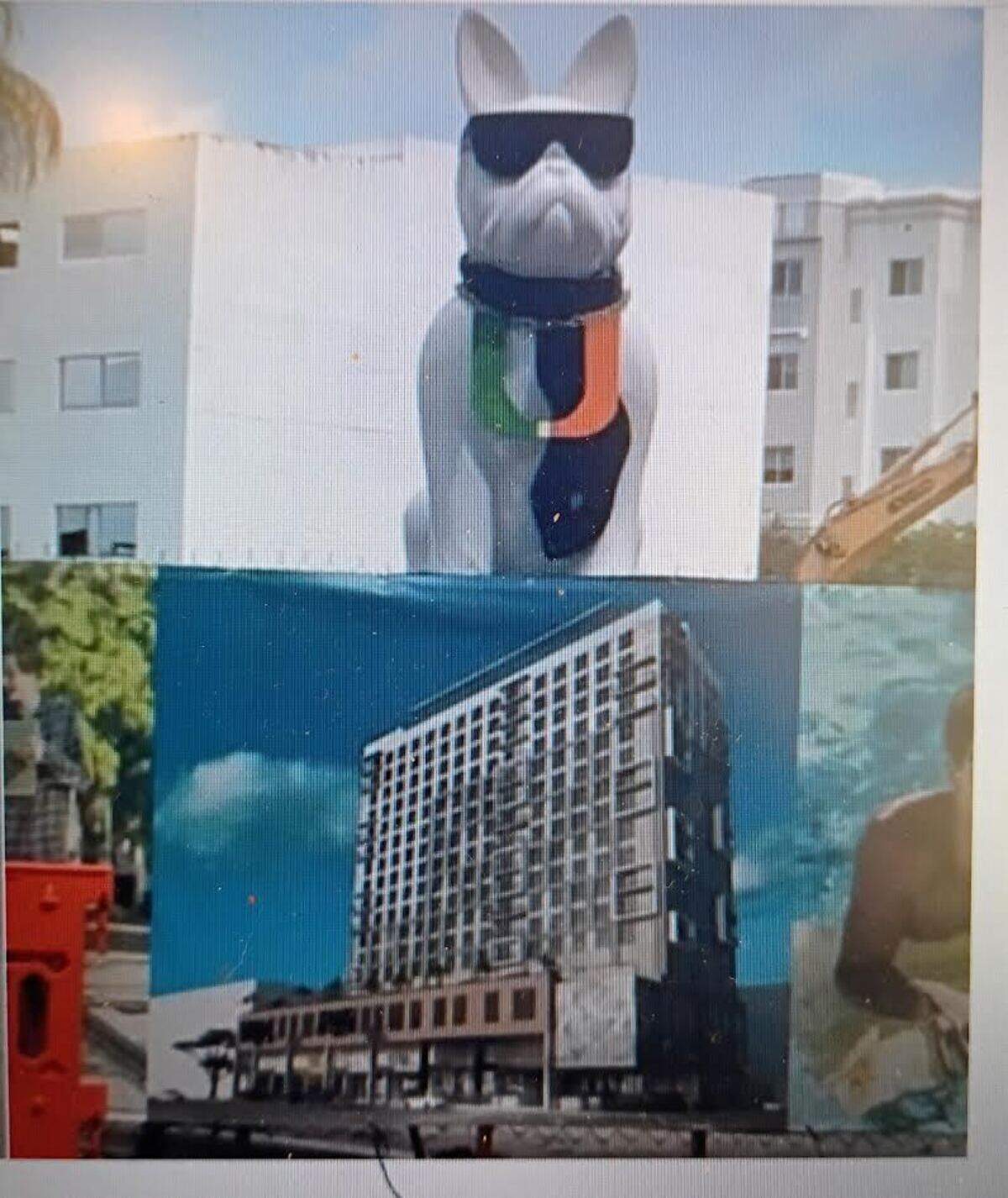 At the SOMI Walk construction site in South Miami, student symbols are meant to attract University of Miami students seeking luxury living