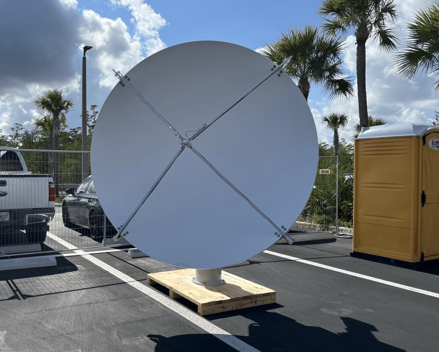 The radar has a 12-foot dish around an 8-foot antenna. Climavision officials say the radar's size makes it flexible and agile while trying to fill weather coverage gaps.