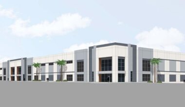 Rendering of the planned Bell Creek Logistics Center warehouse building in Riverview, part of a five-building speculative industrial development.