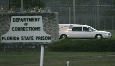 A hearse carries body of Danny Rolling after his execution at the Florida State Prison in Raiford Florida