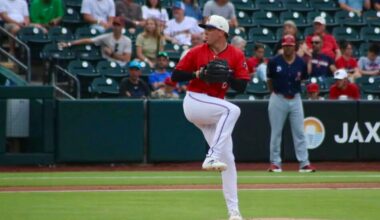 Patrick Monteverde throwing a pitch.