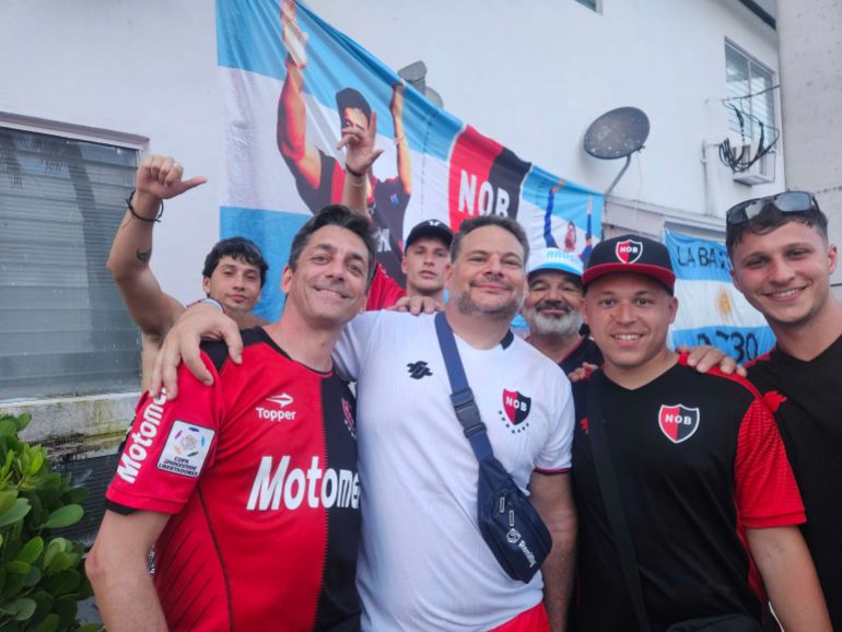 Argentina fans gather in Miami before their team's World Cup match against Cape Verde, on July 2 [Hafsa Adil/Al Jazeera]
