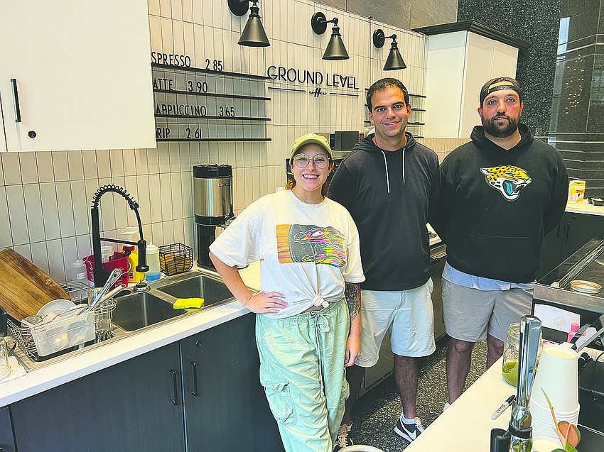 On July 6, Chick-fil-A began offering lunch service at the former Ground Level Coffee counter at Jax Tower at 50 North. The coffee shop closed in 2025. Shown here are Ground Level barista Lexi Burkley with owners of Akel's Deli Matthew and Jonathan Bateh shortly before the shop closed. On July 6, Chick-fil-A began offering lunch service at the former Ground Level Coffee counter at Jax Tower at 50 North. The coffee shop closed in 2025. Shown here are Ground Level barista Lexi Burkley with owners of Akel's Deli Matthew and Jonathan Bateh shortly before the shop closed.
