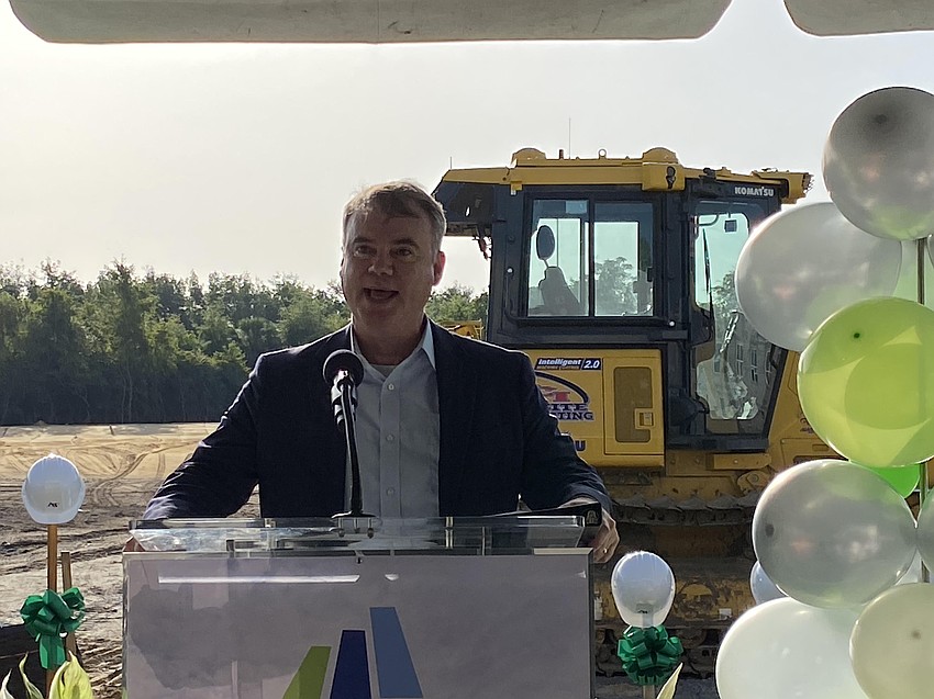 State Rep. Wyman Duggan, R-Jacksonville, speaks during the July 10 ceremonial groundbreaking on the second phase of construction for Sulzbacher’s homeless services campus in Brentwood. Duggan led an effort to secure state funding for the project.