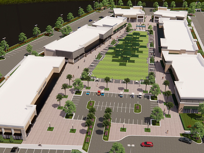 The Hub at Nocatee will comprise seven multitenant retail buildings around a central gathering space. The Hub at Nocatee will comprise seven multitenant retail buildings around a central gathering space.