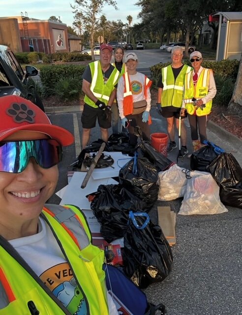 Members of the Ponte Vedra Litter Crew are seen with the trash they collected.