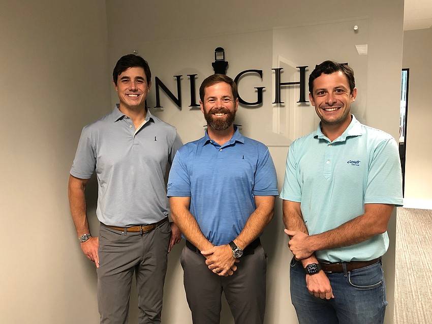 InLight Real Estate Partners Managing Partners David Burch and Jeff Berryhill and Vice President Charles Margiotta at the company's Ponte Vedra Beach office. Burch said InLight recently signed FY Logistics as its second Eastport Exchange tenant.