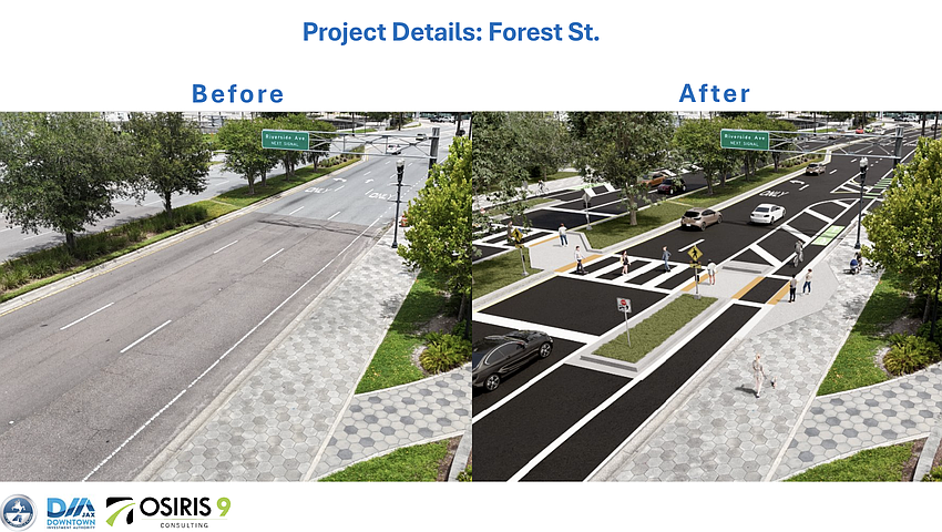 Under a project in the planning stage, Forest Street in Brooklyn would be reconfigured with bicycle lanes and on-street parking along both sides between Riverside Avenue and Park Street. Under a project in the planning stage, Forest Street in Brooklyn would be reconfigured with bicycle lanes and on-street parking along both sides between Riverside Avenue and Park Street.
