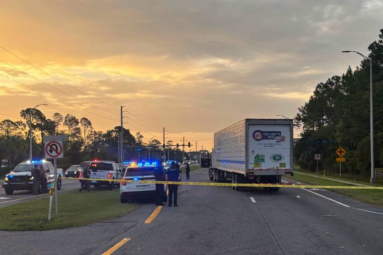 Police respond in St. Augustine, Fla., after a fatal collision on July 14, 2026.