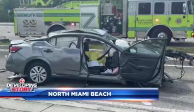 Elderly woman killed, 4 hospitalized after 4-vehicle crash in North Miami Beach - WSVN 7News | Miami News, Weather, Sports
