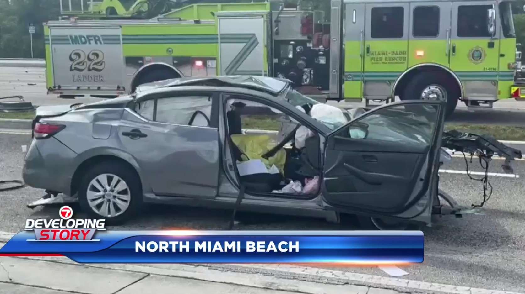 Elderly woman killed, 4 hospitalized after 4-vehicle crash in North Miami Beach - WSVN 7News | Miami News, Weather, Sports
