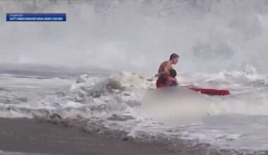 Teen lifeguard braves massive waves to rescue young boy in Santa Cruz - WSVN 7News | Miami News, Weather, Sports