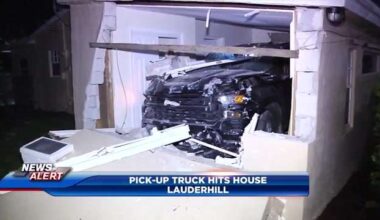 Pickup truck slams into Lauderhill home, destroying front of property - WSVN 7News | Miami News, Weather, Sports