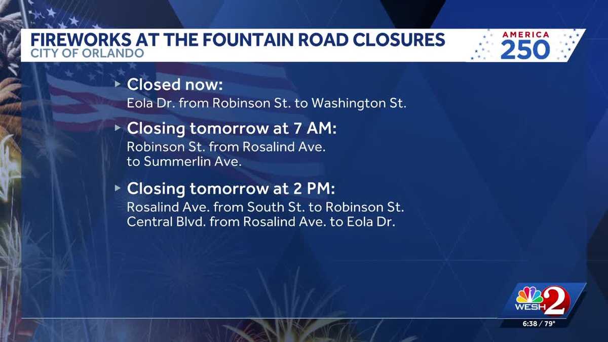 Fireworks at the Fountain 2026: Road closures and traffic tips