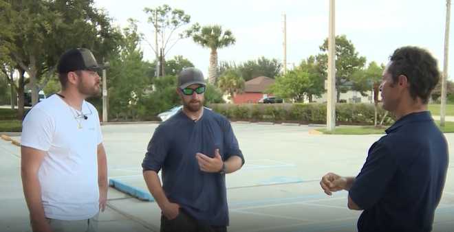 wo fired St. Lucie County firefighters, Chris Baldwin (left) and Jordon Hutchinson, talk exclusively to WPBF reporter Ari Hait. fire station 1a in fort pierce.