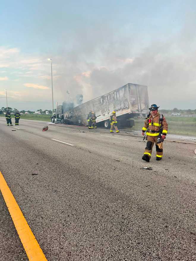 An 18-wheeler carrying potatoes caught fire on I-95 in Martin County, shutting down all southbound lanes before reopening, with no injuries reported.