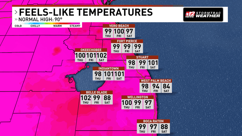 Storm chances increase this weekend as heat continues across South Florida. (WPEC)