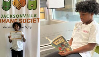 Jacksonville Humane Society celebrates local boy who’s read to pets for more than 100 hours