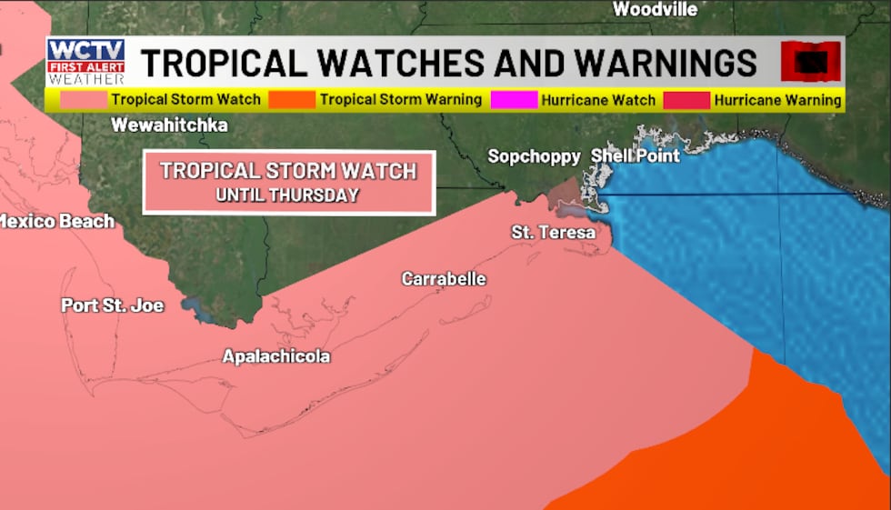 For coastal Franklin County, a Tropical Storm Watch is in place.