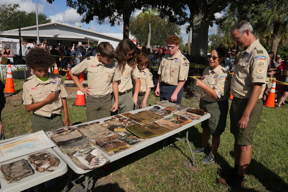 Boy Scout Troop 309 got the first look at the contents of the Indian Harbour Beach time capsule. The troop also led the Pledge of Allegiance at the ceremony.