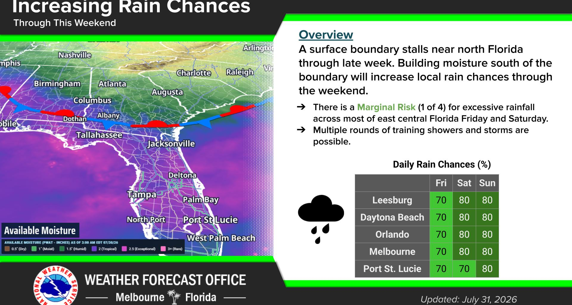 Rain chances increased on Friday and heading into the weekend – Orlando Sentinel