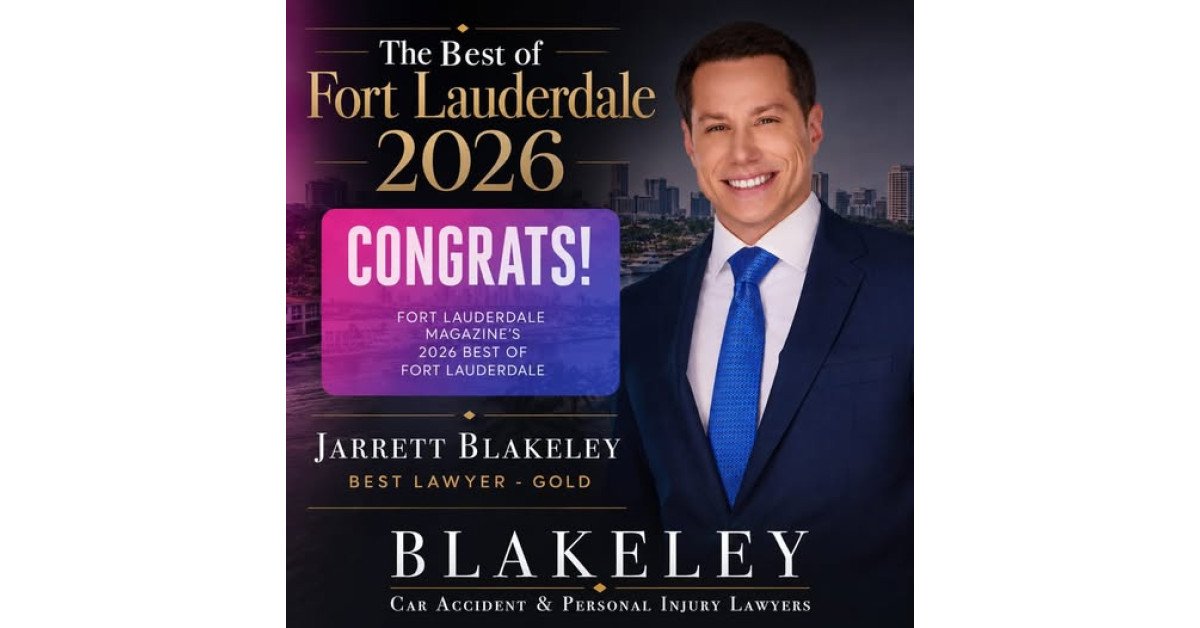 Jarrett Blakeley Awarded Best Lawyer for 2026 by Fort Lauderdale Magazine