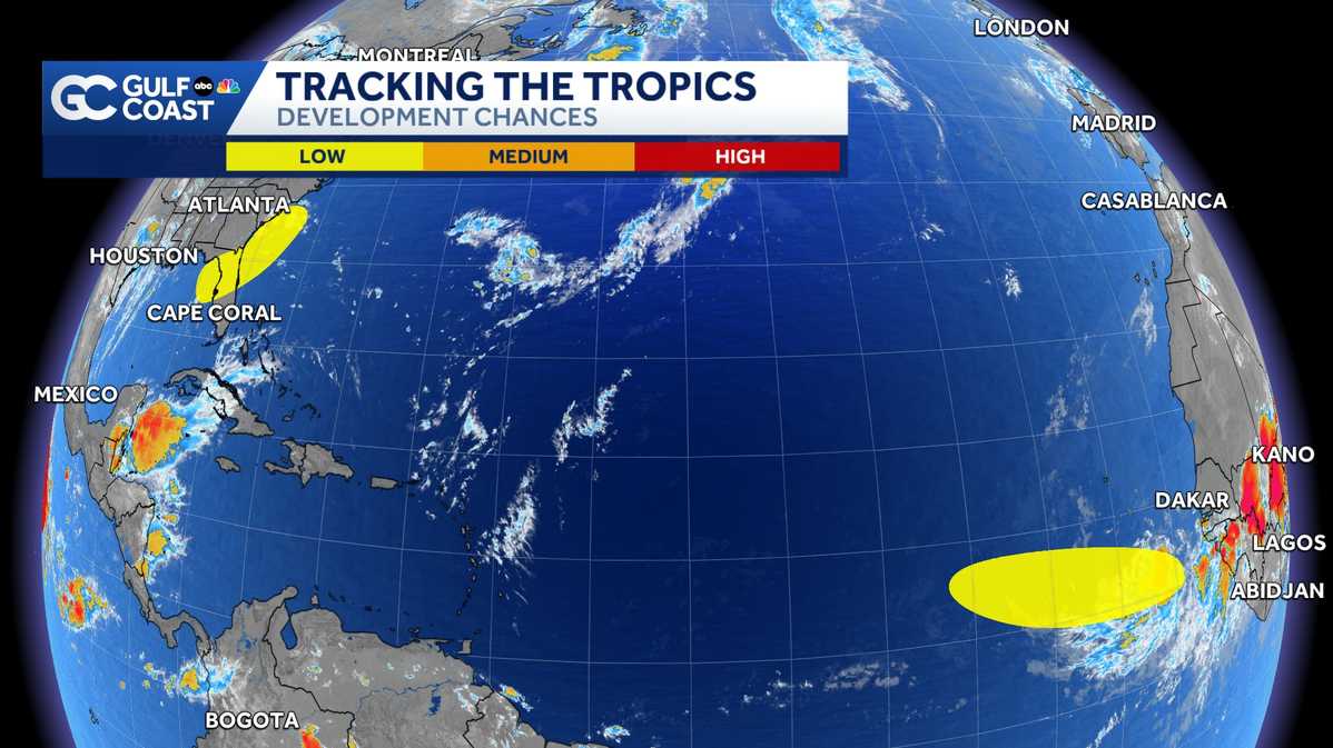 Watching two areas in the Atlantic, one near Florida
