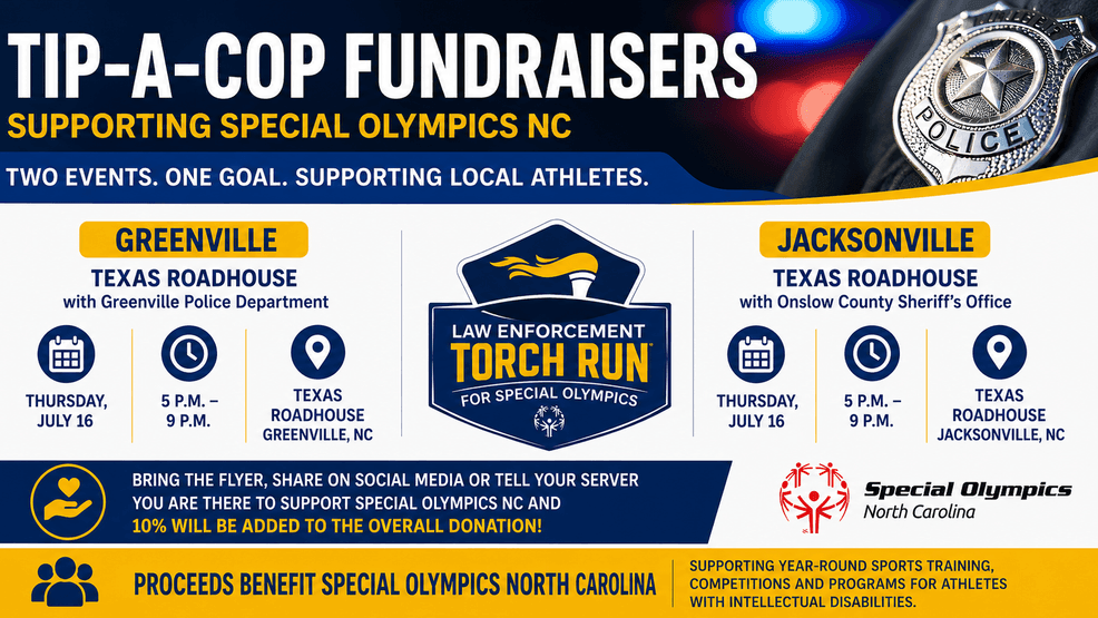 Greenville and Jacksonville host Texas Roadhouse fundraisers for Special Olympics NC