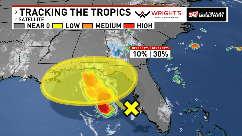 National Hurricane Center monitoring Gulf disturbance as heavy rain targets Florida. (WPEC)