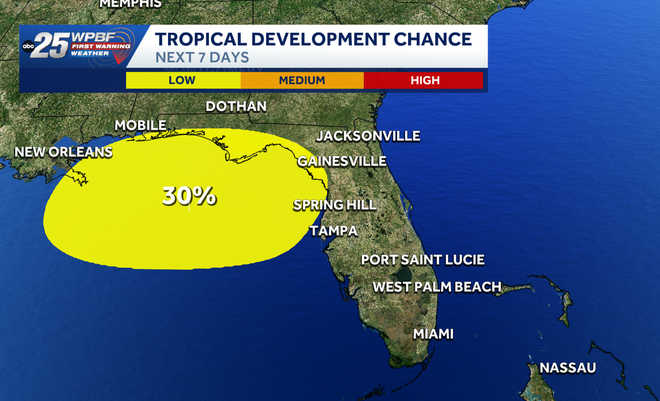 Tropical wave near Florida has a 30% chance of developing Tropical wave near Florida has a 30% chance of developing
