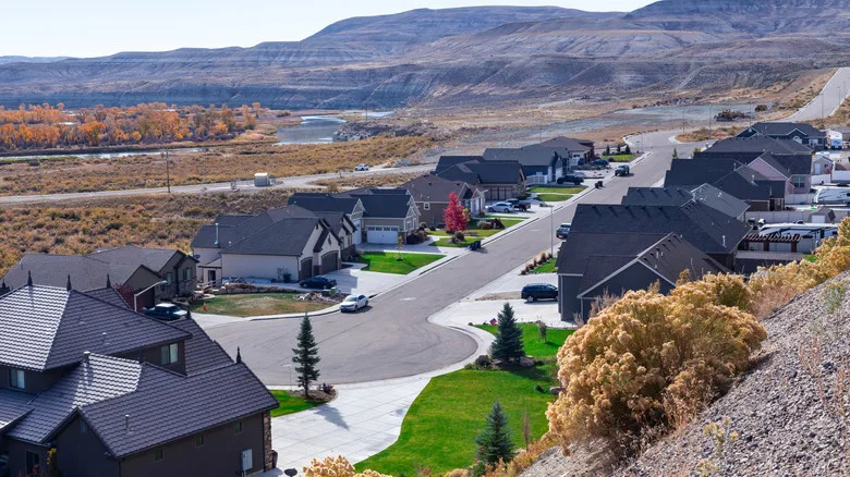 Aerial view of a neighborhood in Green River, Wyoming