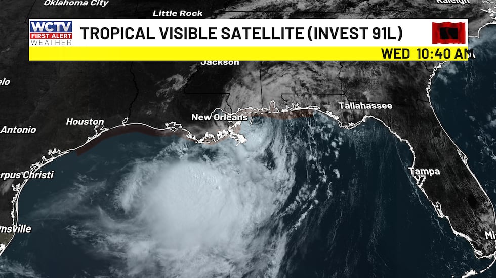 Visible satellite of Tropical Storm Bertha as it approaches the Mississippi coast.