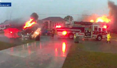 Video shows Port St. Lucie home catch fire during storm
