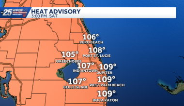 Heat index could reach 110 with showers across South Florida