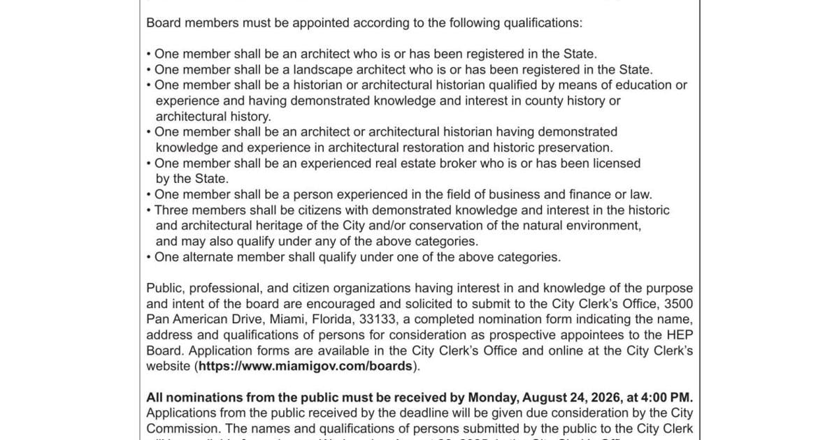 CITY OF MIAMI, FLORIDA | Legal Announcements