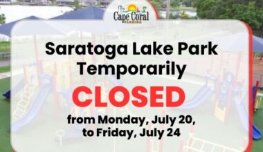 Saratoga Lake Park Temporarily Closed July 20-24
