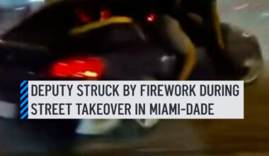 A Miami-Dade deputy was injured after a suspect launched a firework at them during a street takeover in Northwest Miami-Dade on Sunday, deputies said. According to the Miami-Dade Sheriff's Office, the deputy was investigating an illegal street takeover at NW 77th Court and 169th Street. During their investigation, the deputy was going to take one suspect into custody when another suspect launched a live firework at them, which exploded and caused a minor burn to the deputy's hand. #firework #streettakeover #deputy #police #caughtoncamera