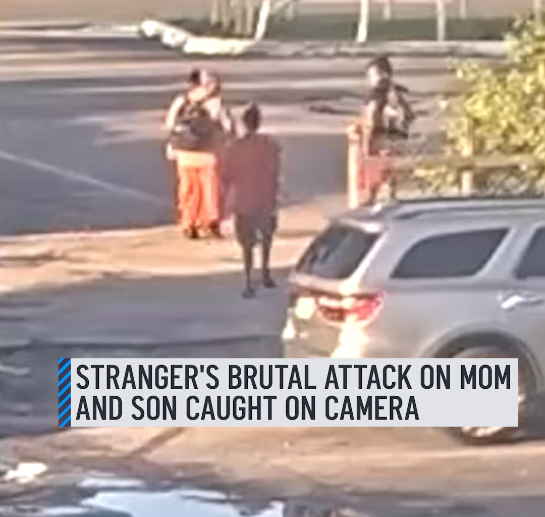 A mother and son attacked in broad daylight. New surveillance video captured the moment when a mother and her 12-year-old son were attacked in Fort Lauderdale by a stranger who's still wanted in the assault. Surveillance video shows the suspect walking up to the two and then appears to hit them with a blunt object. #stranger #mom #son #attack #fortlauderdale