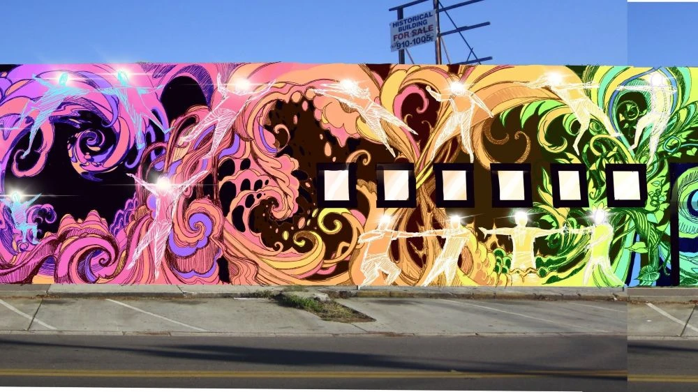 A depiction of the planned Lomax Street mural, called "Will Not Be Erased."